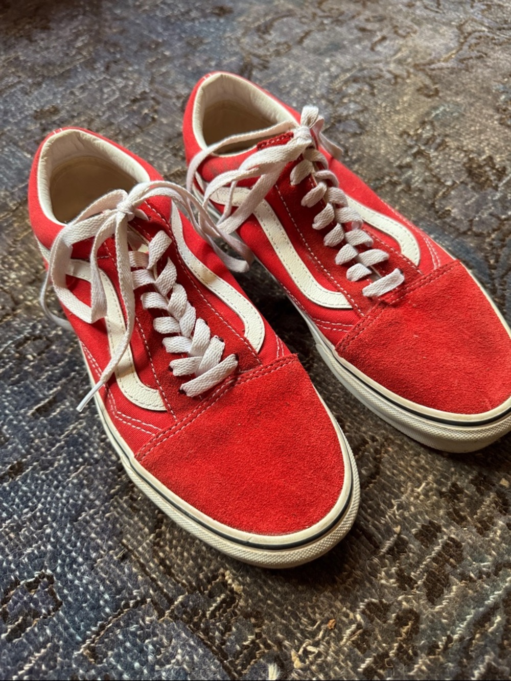Vans Red and White Old Skool Sneakers